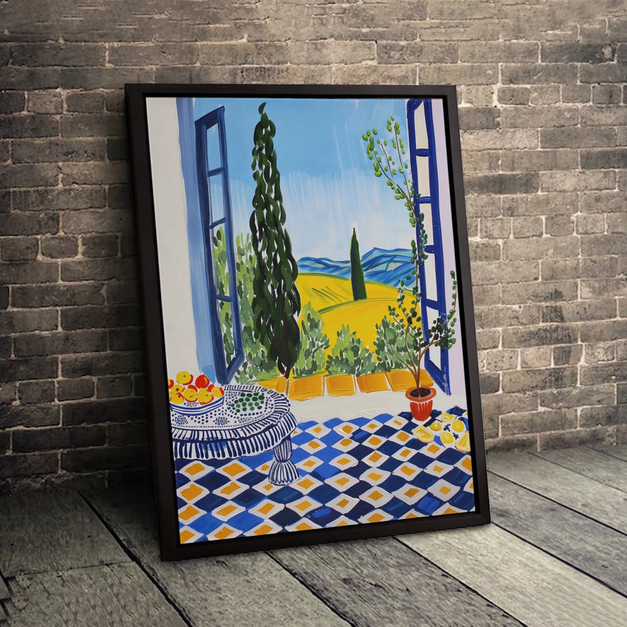Mediterranean Window Canvas Print | Fauvist Landscape Wall Art | Gallery Quality 1.25-Inch Profile | Vibrant French Home Decor Gift