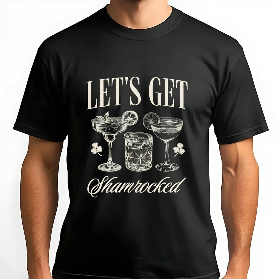 Lets Get Shamrocked T-Shirt | St Patricks Day Drinking Graphic | Premium Cotton Unisex Tee | Funny Irish Pub Crawl Gift For Him Or Her