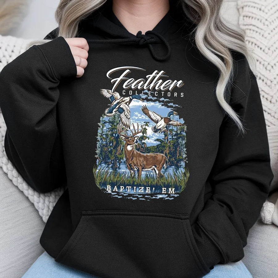 Hunting Hoodie | Whitetail Deer and Duck Graphics | Premium Soft Blend Fleece | Gift for Hunters and Outdoorsmen