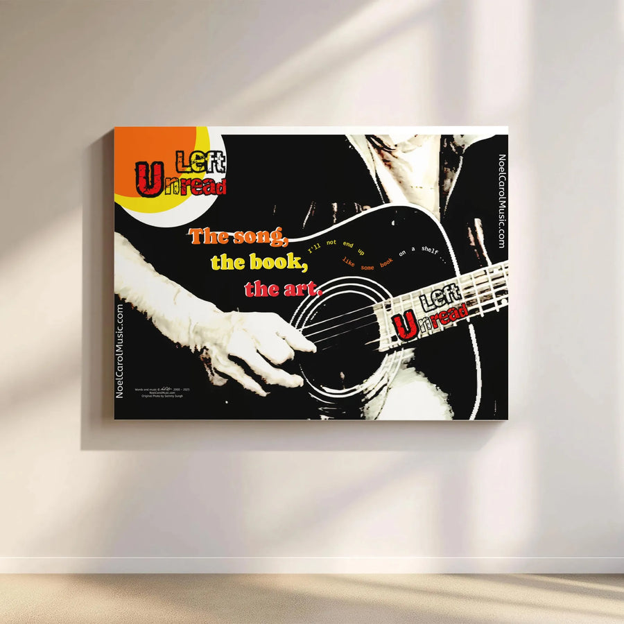 Left Unread Guitar Wall Art | Musical Lyrics Canvas Print | Premium Gallery Wrap Decor | Inspirational Gift for Music Lovers and Readers