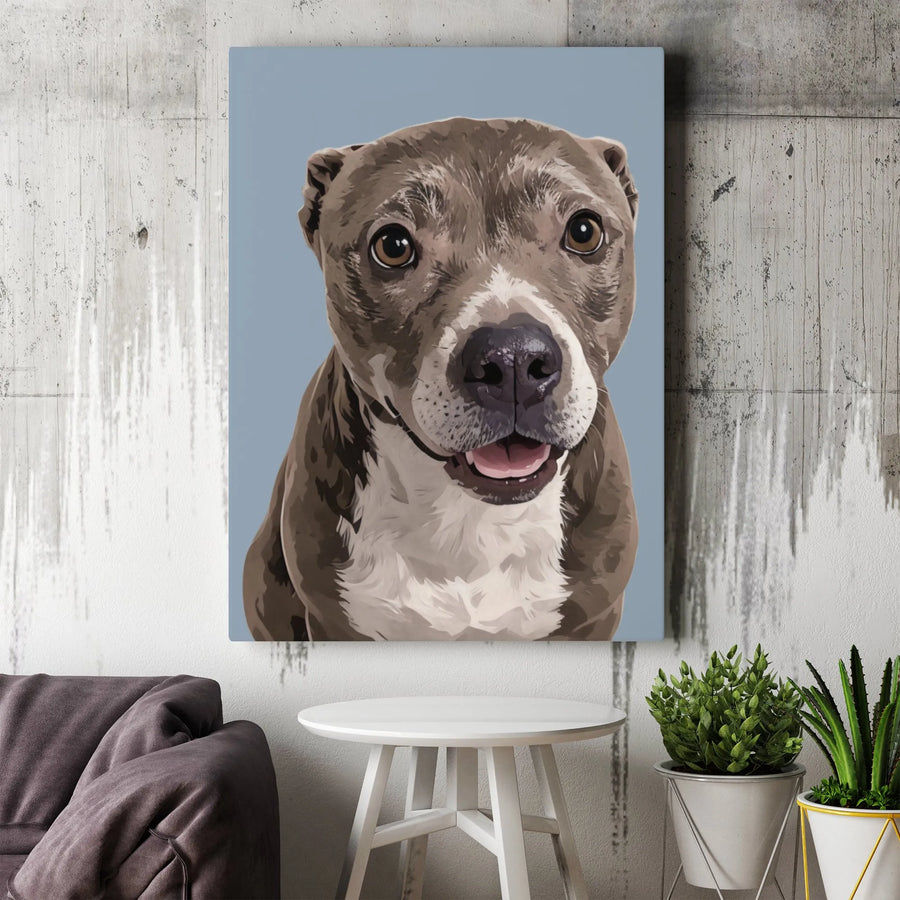 Pit Bull Dog Wall Art | Stylized Pet Portrait Canvas | Gallery Wrap Premium Decor | Perfect Gift For Dog Lovers