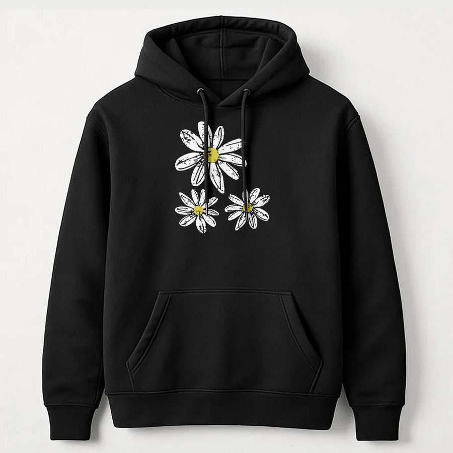 Daisy Hoodie | Vintage Distressed Floral Graphic Sweatshirt | Soft Cotton Blend Pullover | Botanical Garden Gift for Her