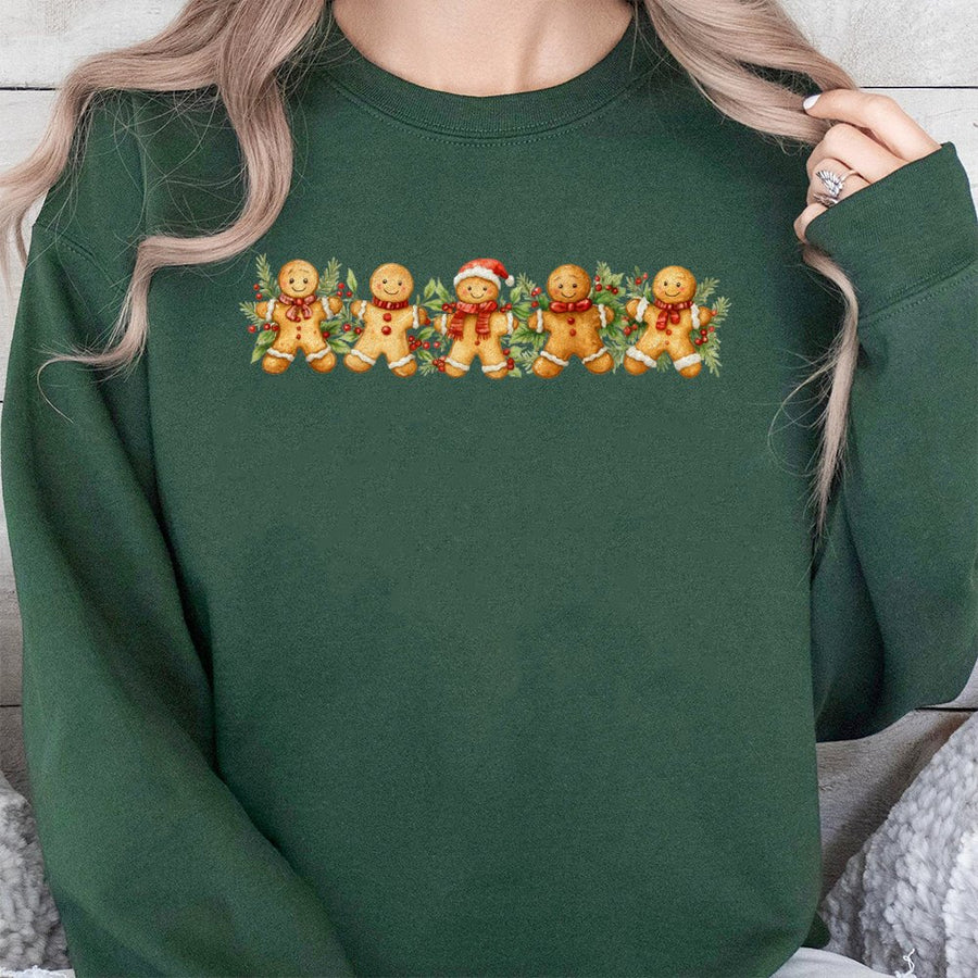 Cute Gingerbread Man Sweatshirt | Watercolor Christmas Cookies Design | Premium Cotton Blend | Cozy Holiday Gift for Teacher or Baker