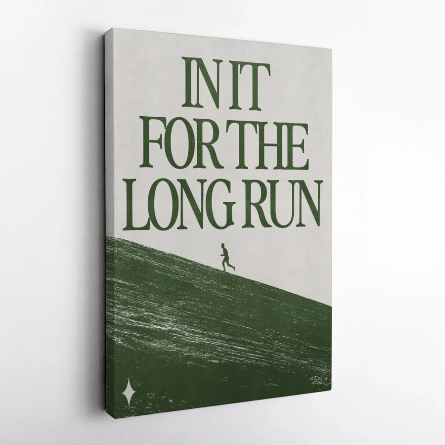 In It For The Long Run Canvas | Motivational Marathon Runner Wall Art | Premium Gallery Wrapped Decor | Inspirational Gift For Runners And Athletes