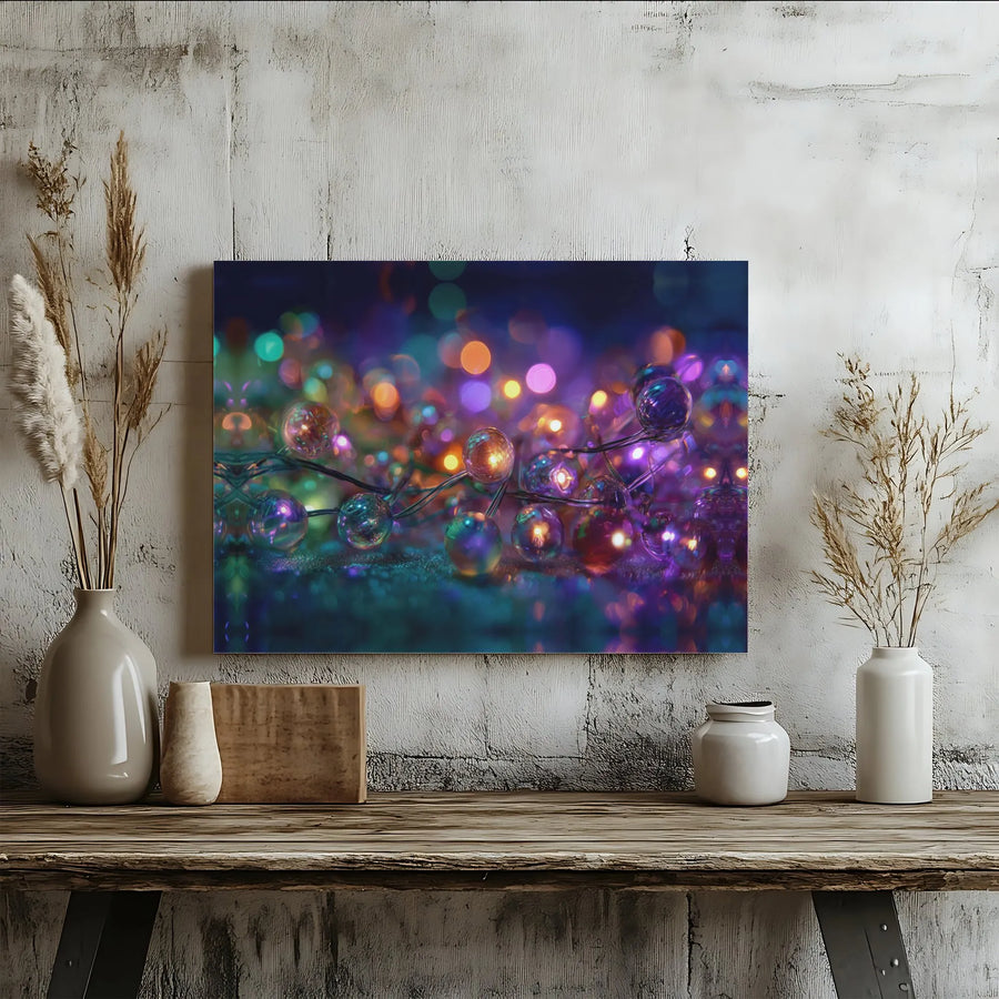 Abstract Bokeh String Lights Canvas Wall Art | Vibrant Festive Fairy Light Print | 1.25” Gallery Wrap | Modern Home Decor Gift