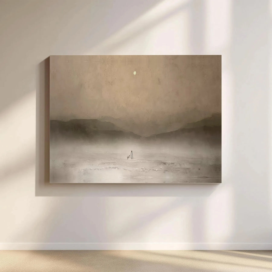 Misty Mountain Landscape Canvas | Atmospheric Silhouette Art Print | Premium 1.25 Inch Gallery Wrap | Calming Minimalist Home Decor Gift