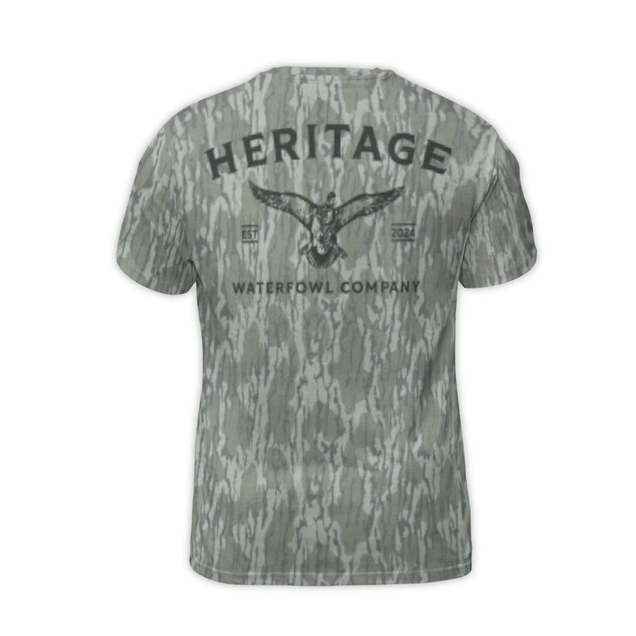 Heritage Waterfowl Camouflage T-Shirt | Duck Hunting All-Over Print | Premium Polyester Spandex | Gift for Outdoorsmen and Hunters
