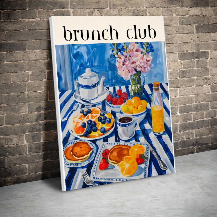 Brunch Club Canvas Wall Art | Vibrant Food Scene Painting Print | Premium Gallery Wrapped Canvas | Kitchen & Dining Room Decor Gift