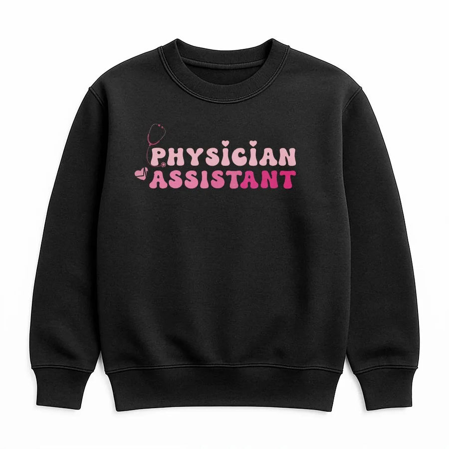 Physician Assistant Sweatshirt | Retro Pink Stethoscope Graphic | Premium Cotton Blend | Gift for PA Student or Healthcare Professional
