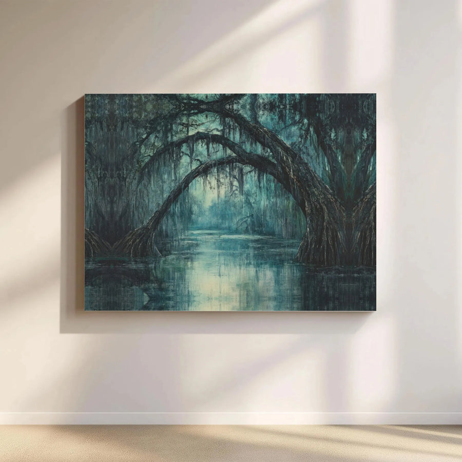 Misty Bayou Canvas Print | Moody Cypress Tree Swamp Landscape | Gallery Wrap Quality | Nature Wall Art for Home Office Decor