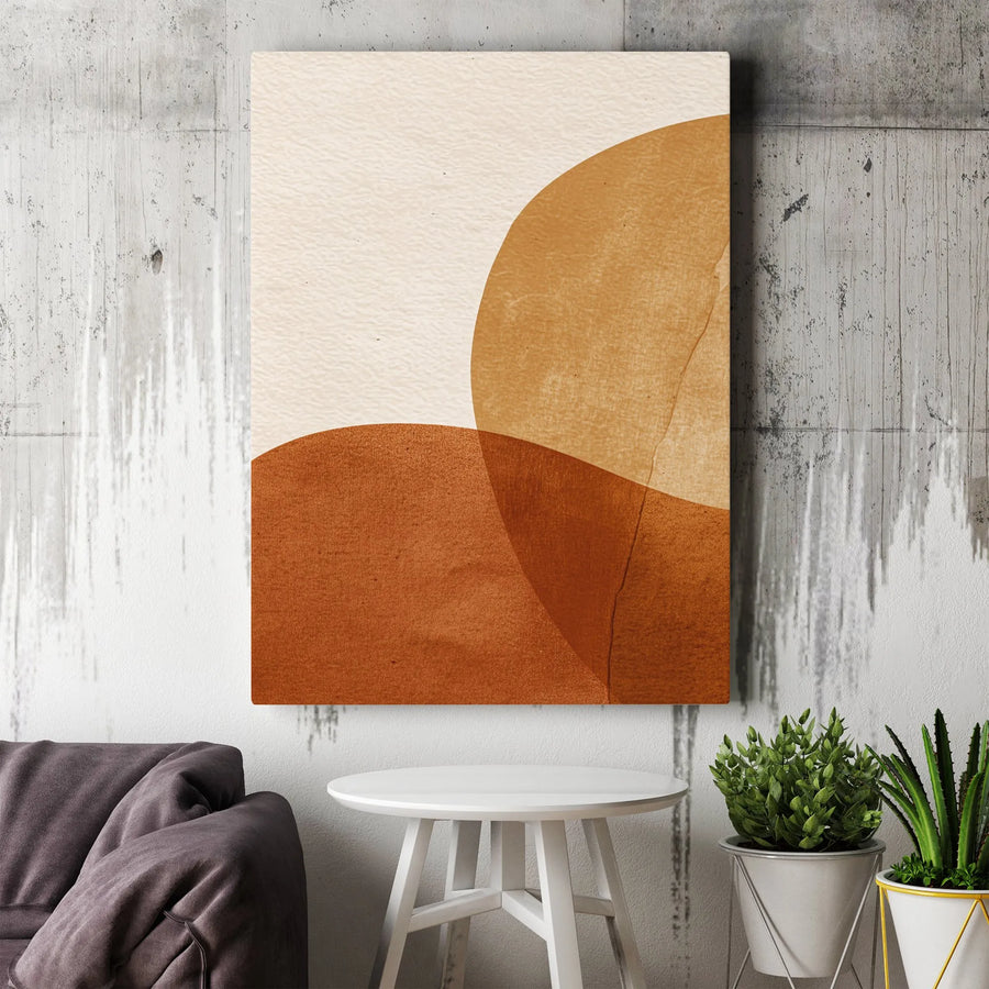 Abstract Canvas Wall Art | Terracotta & Earth Tone Geometric Print | Premium Gallery Wrap Canvas | Modern Minimalist Living Room Decor Gift