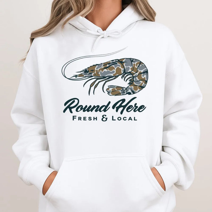 Shrimp Fishing Hoodie | Coastal Seafood Graphic Design | Premium Cotton-Poly Blend | Unisex Gift for Anglers & Boaters