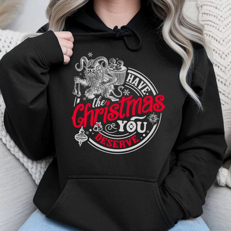 Krampus Christmas Hoodie | Sarcastic Dark Holiday Graphic | Premium Cotton Blend | Funny Krampusnacht Gift For Horror Fans