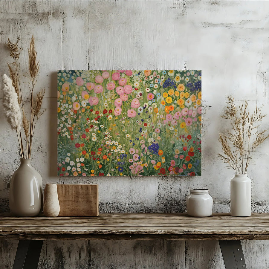 Wildflower Meadow Canvas Print | Impressionist Floral Garden Wall Art | Premium Gallery Wrap Decor | Botanical Gift for Nature Lovers