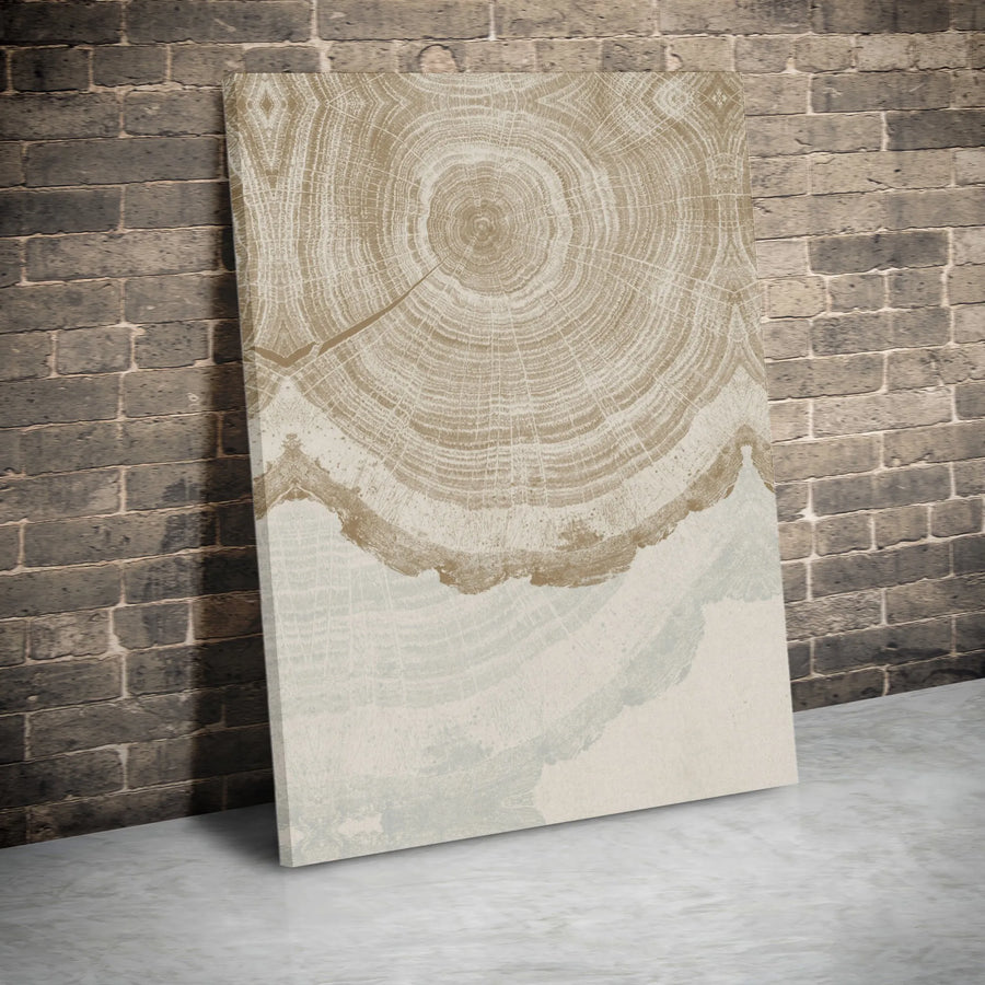Wood Slice Wall Art | Minimalist Tree Ring Abstract Print | Premium Gallery Canvas | Modern Farmhouse Home Decor Gift