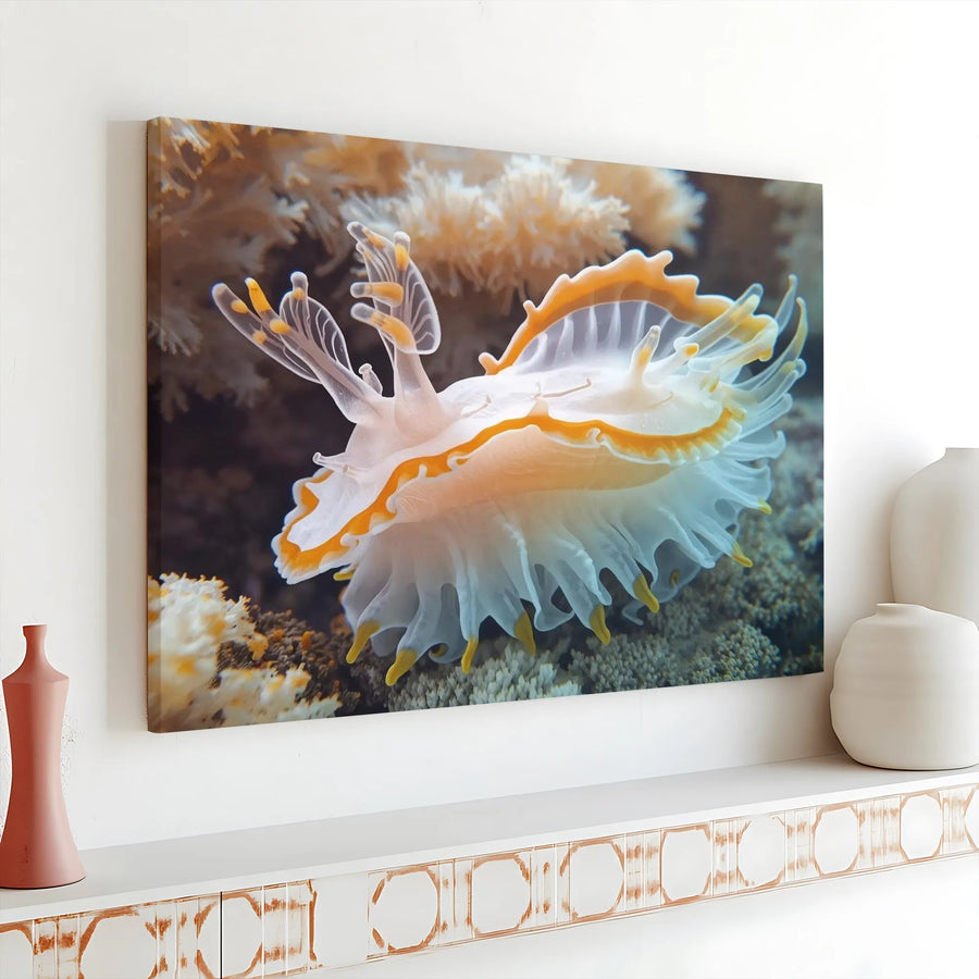 Nudibranch Canvas Wall Art | Vibrant Sea Slug Underwater Photography | Premium Gallery Wrapped Canvas | Gift for Ocean Lover & Coastal Home Decor