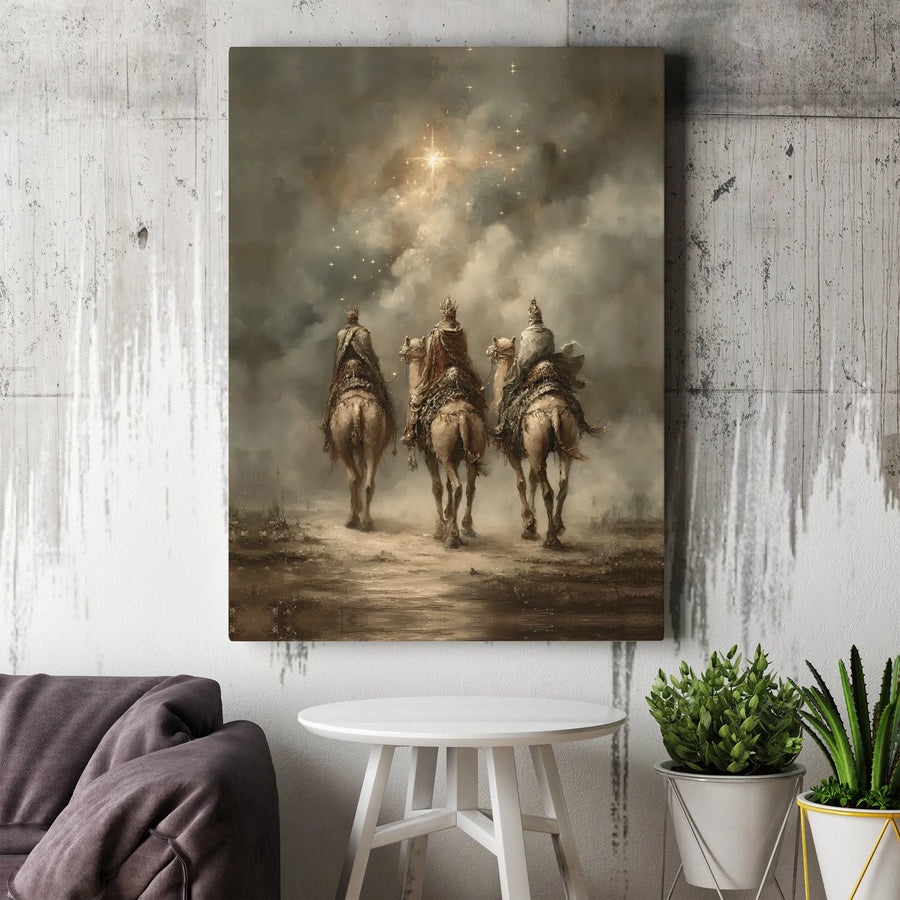 Three Wise Men Canvas Art | Star Of Bethlehem Nativity Scene | Gallery Quality Print | Religious Christian Home Decor Gift