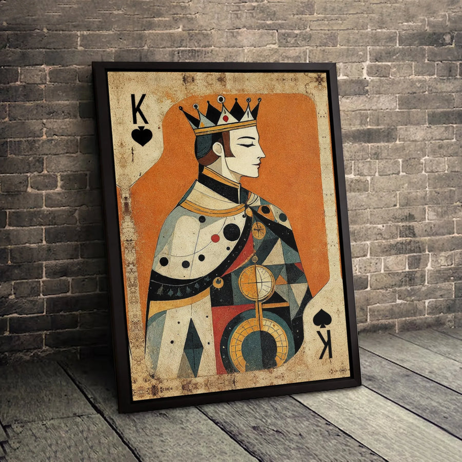 King of Spades Canvas Wall Art | Vintage Playing Card Abstract Print | Gallery-Quality 1.25" Profile | Gift for Gamblers and Poker Players