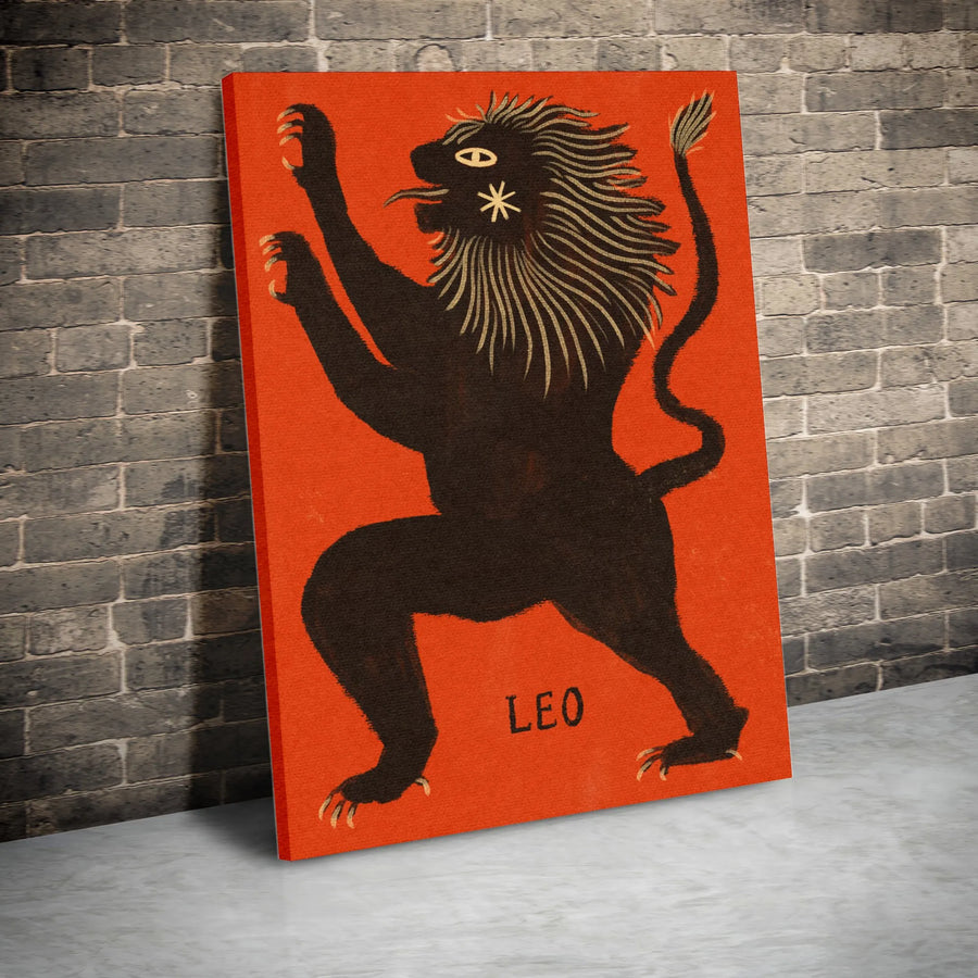 Leo Zodiac Vertical Canvas | Vintage Astrology Lion Print | Premium Thick Gallery Wrap | Astrology Lover Gift for Home Decor