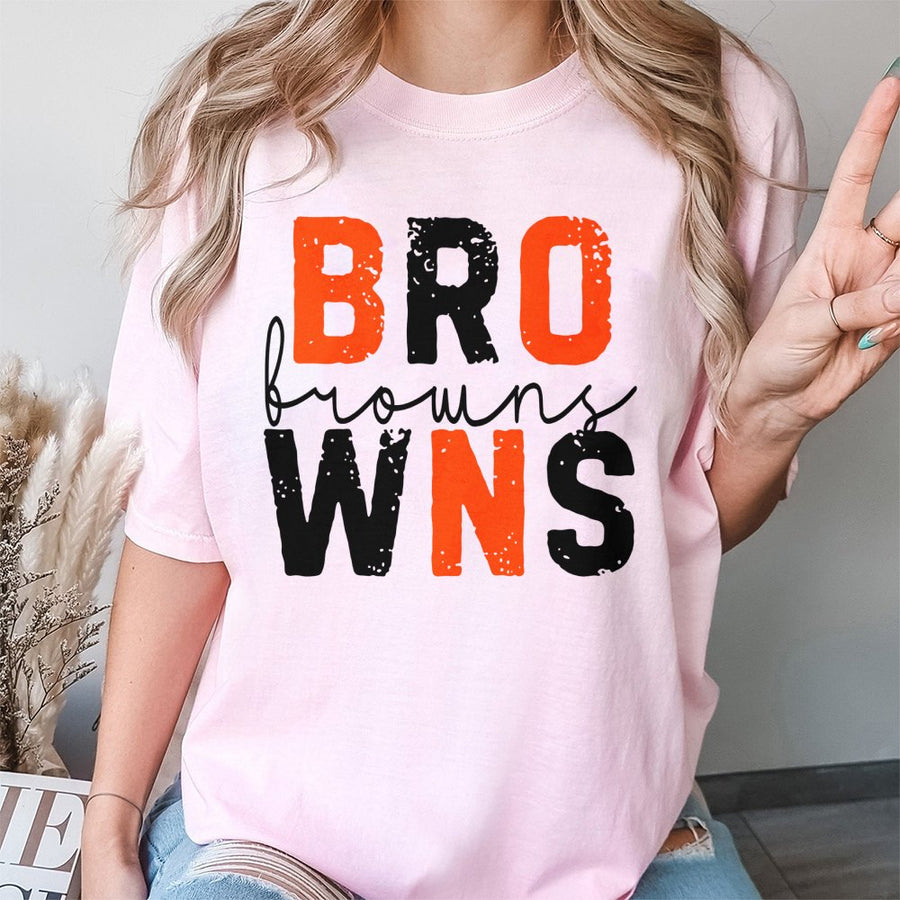 Bro Browns Wns Cleveland Browns Stacked Text T-Shirt