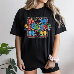 Autism Awareness Coquette T-Shirt | Retro Puzzle Bow Design | Premium Soft Cotton | Meaningful Gift for Autism Mom and Special Education Teacher