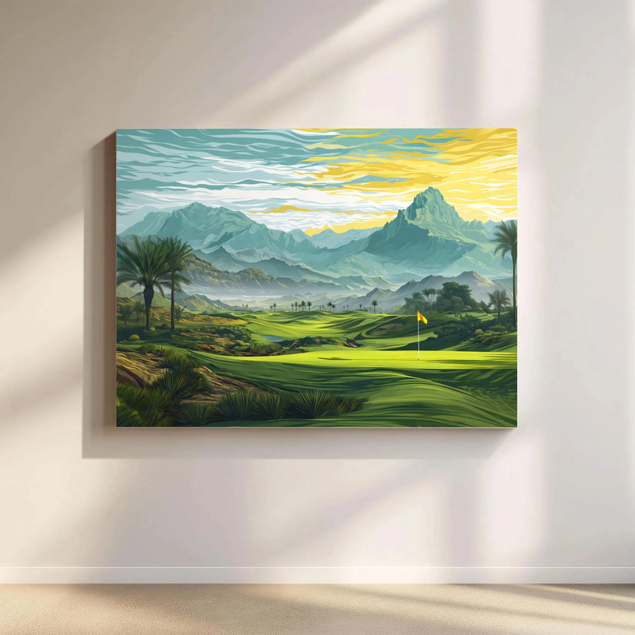 Golf Course Canvas Wall Art | Mountain View Golf Course Print | Premium Thick Gallery Wrap | Gift for Golfer & Man Cave Decor