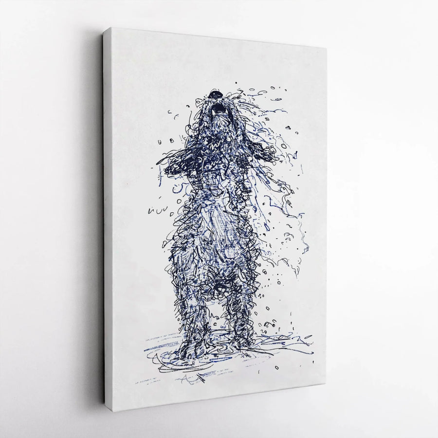 Shaking Dog Scribble Art Canvas | Modern Abstract Pet Drawing | Premium 1.25-Inch Gallery Wrap | Unique Dog Lover Gift Home Decor