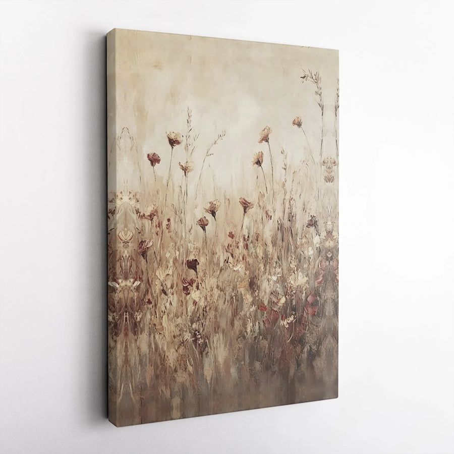Abstract Wildflower Canvas Wall Art | Textured Floral Meadow Painting Print | Premium Gallery Wrap Canvas | Modern Farmhouse Decor Gift