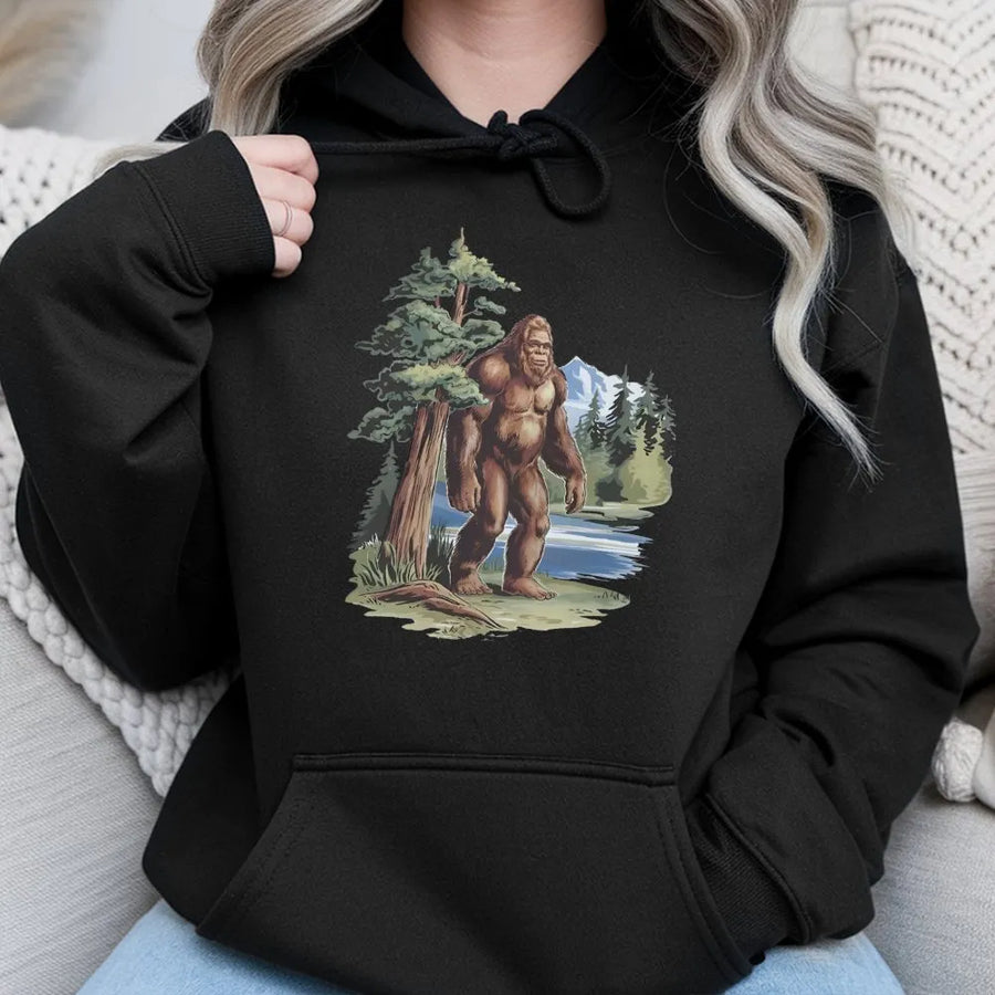 Bigfoot Graphic Hoodie | Vintage Sasquatch Wilderness Design | Premium Cotton-Blend Pullover | Nature Lover Gift for Men and Women