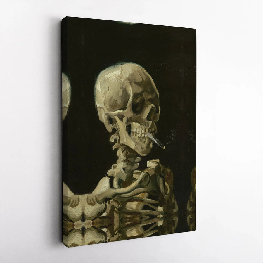 Vincent Van Gogh Skull With Burning Cigarette Canvas | Classic Fine Art Reproduction | 1.25-Inch Gallery Quality Wrap | Museum Decor Gift For Art Lovers
