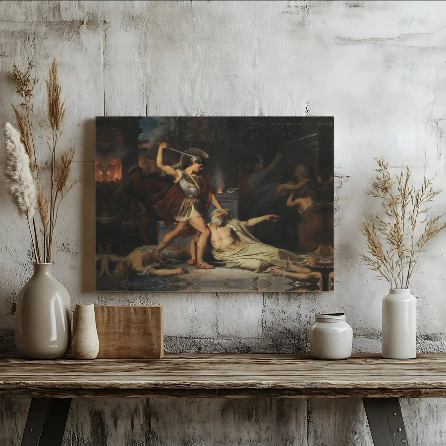 Sack of Troy Canvas Print | Death of Priam Neoclassical Art | Premium Matte Canvas Gallery Wrap | Collector's Gift for History Buffs