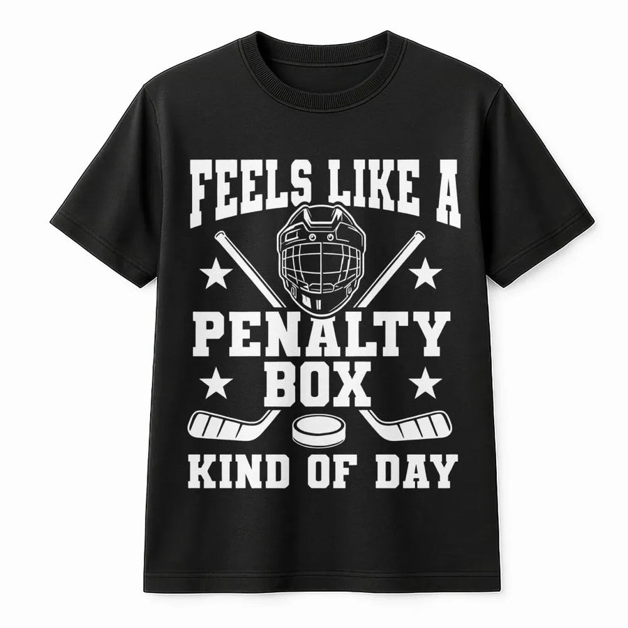 Feels Like A Penalty Box Kind Of Day T-Shirt | Funny Hockey Rink Life Graphic | Premium 100% Cotton Tee | Gift for Hockey Players & Fans