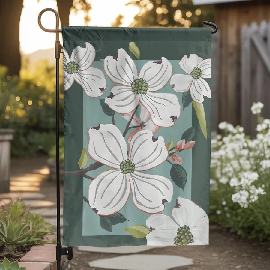 Dogwood Blossom Garden Flag | Double Sided Botanical Art | Weather Resistant Polyester | Premium Yard & Patio Decor