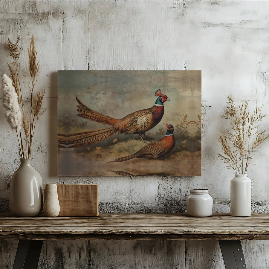 Pheasant Wall Art | Vintage Bird Oil Painting Print | Premium 1.25" Gallery Canvas | Rustic Cabin & Farmhouse Decor Gift