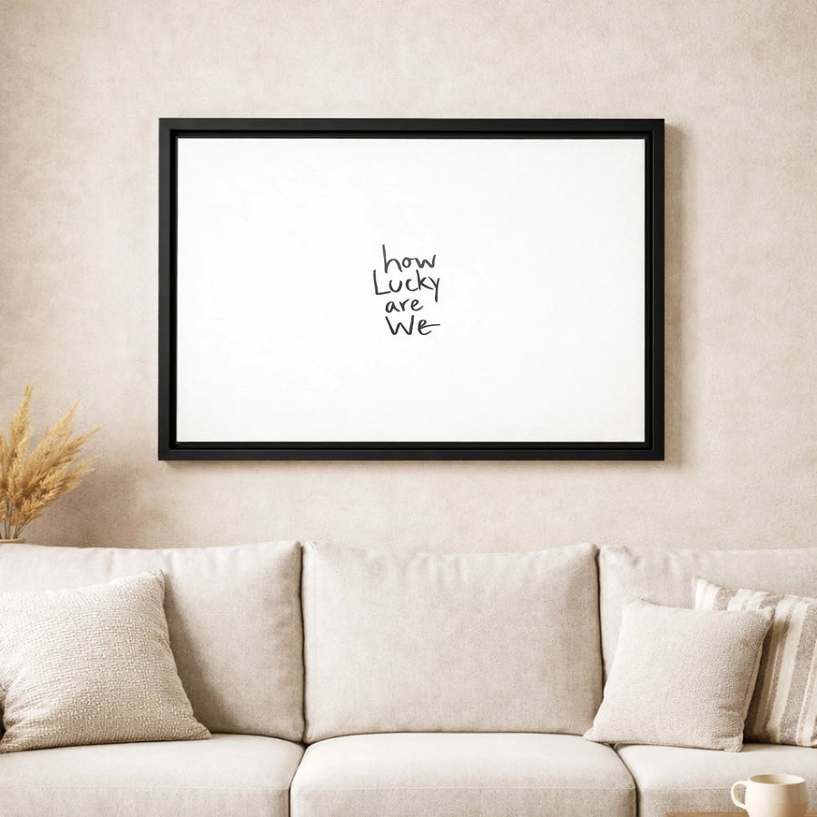 How Lucky Are We Wall Art | Minimalist Typographic Canvas Print | Premium 1.25-Inch Gallery Wrap | Modern Home Decor Gift for Couples
