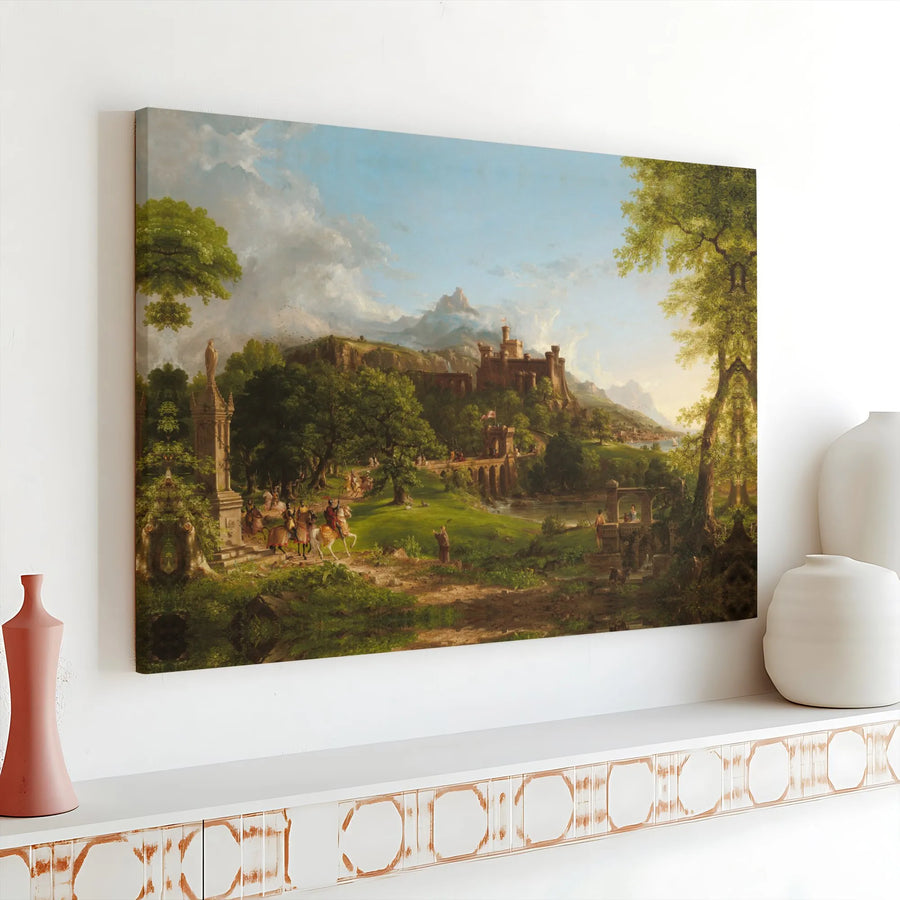 Medieval Castle Landscape Canvas Art | Epic Romanticism Painting Print | Premium Matte Finish Canvas | Gift for Fantasy & History Lovers