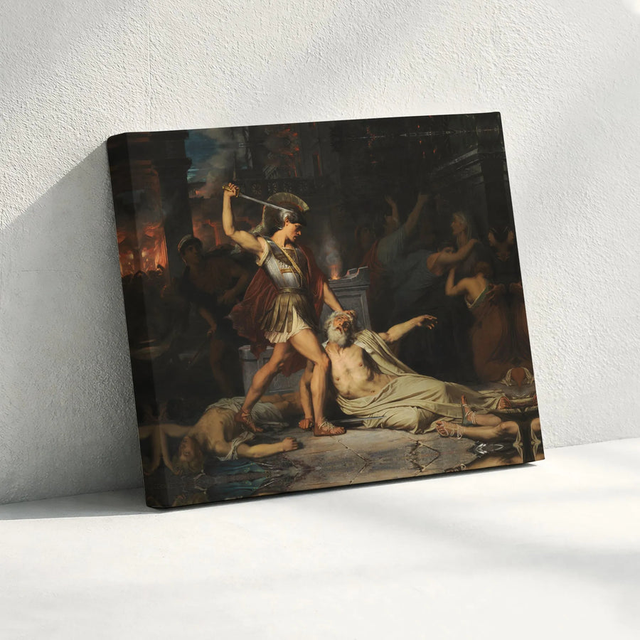 Sack of Troy Canvas Print | Death of Priam Neoclassical Art | Premium Matte Canvas Gallery Wrap | Collector's Gift for History Buffs
