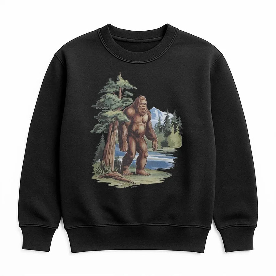 Bigfoot Sweatshirt | Vintage Sasquatch Forest Graphic | Premium Cotton Blend Crewneck | Cryptid Lover Gift For Men And Women