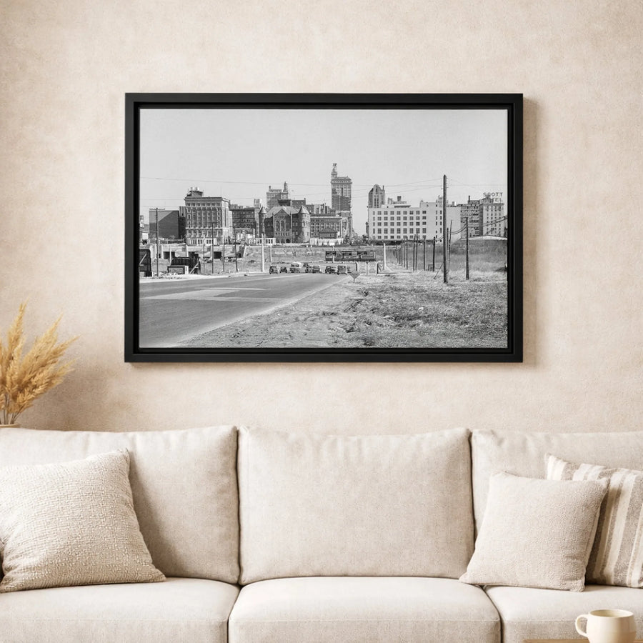Vintage Cityscape Wall Art | Black And White Urban Photography Print | Premium 1.25-Inch Gallery Wrapped Canvas | Historical Home Decor Gift