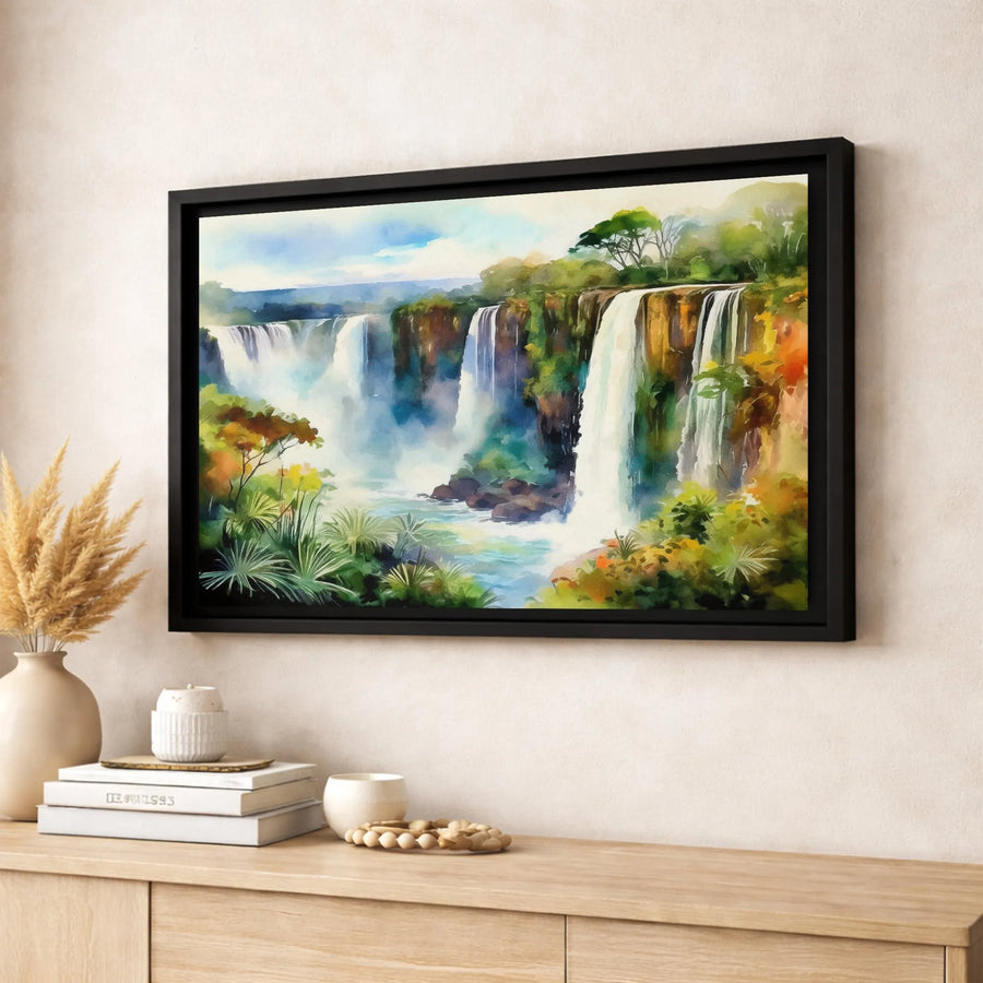 Tropical Waterfall Canvas Print | Lush Rainforest Landscape Art | Premium Fade-Resistant Gallery Wrap | Nature Home Decor Gift For Nature Lovers