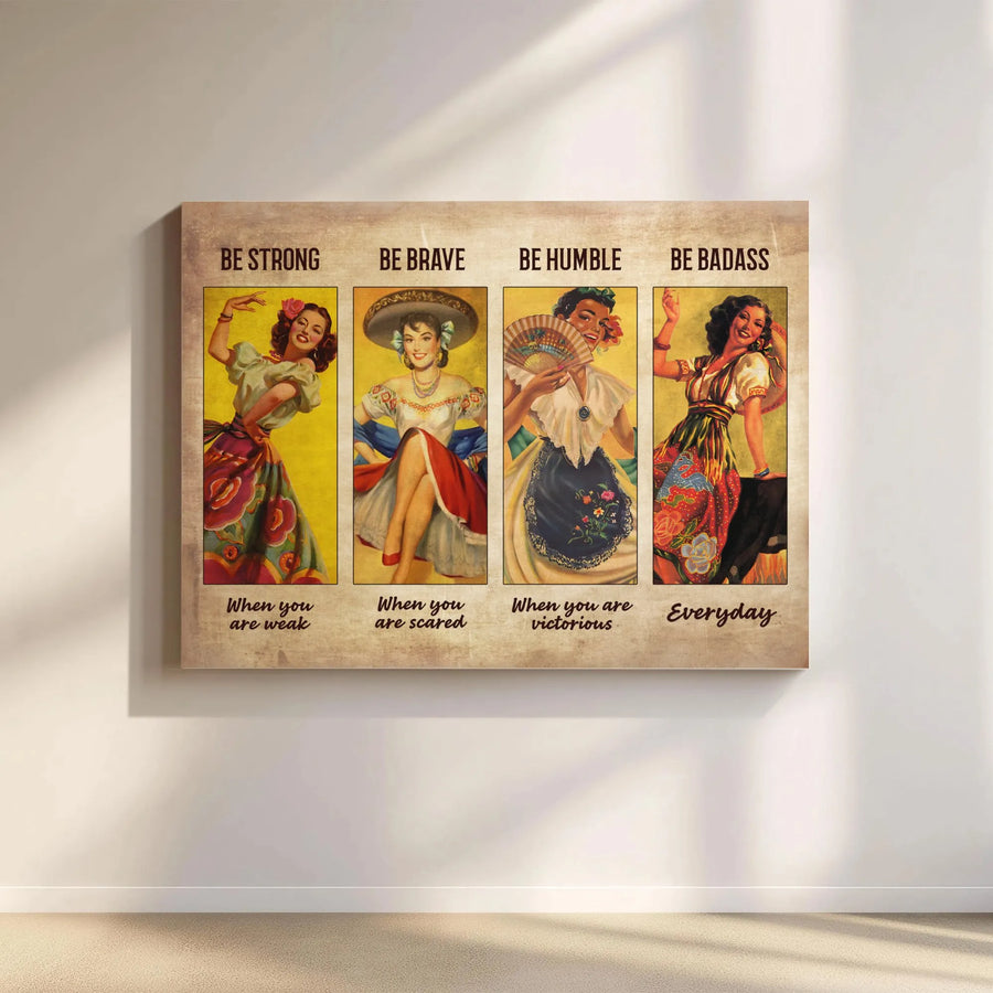 Latina Woman Wall Art | Vintage Pinup Style Inspirational Quote | 1.25-Inch Premium Gallery Wrapped Canvas | Empowering Home Decor Gift