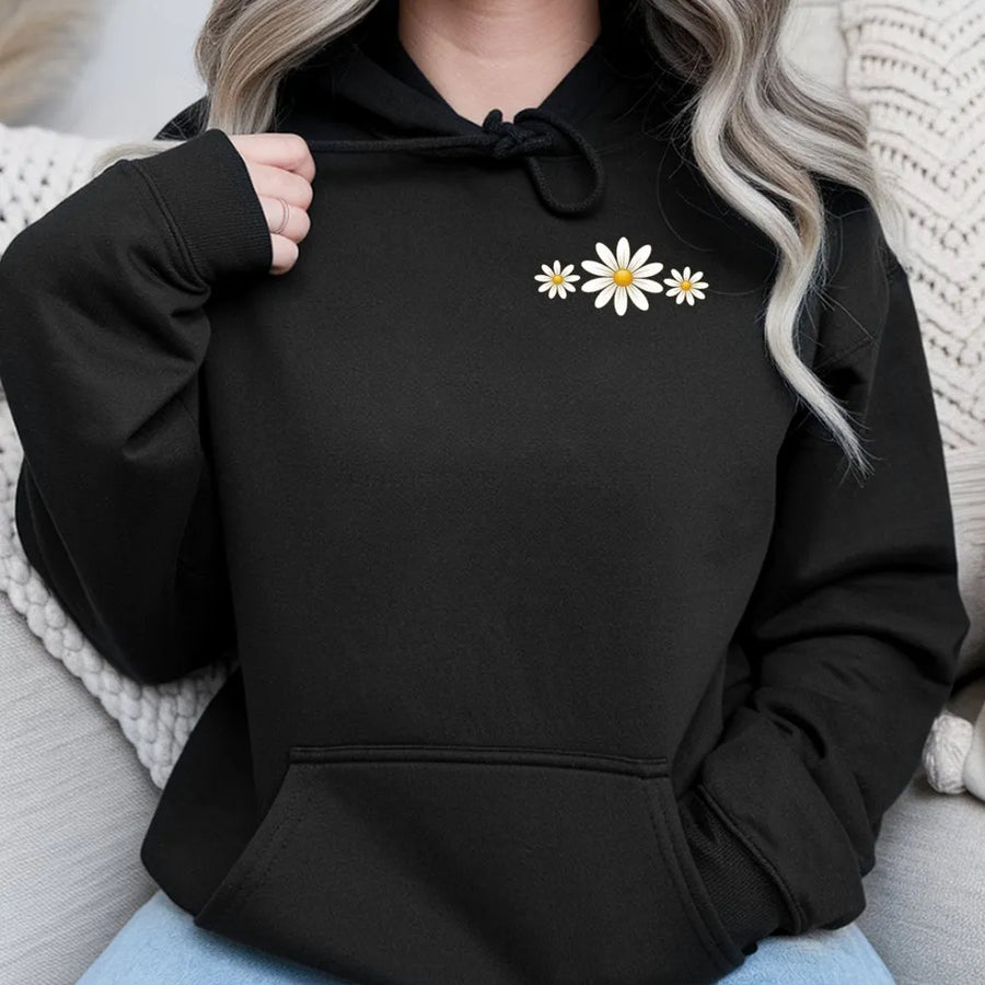 Daisy Hoodie | Minimalist Floral Graphic Design | Soft Cotton-Polyester Blend | Premium Casual Gift for Her