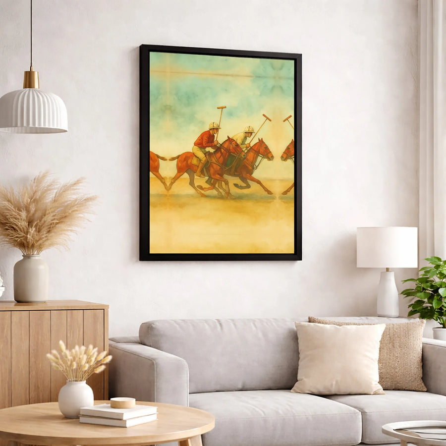 Vintage Polo Match Canvas Print | Equestrian Sports Fine Art | 1.25 Inch Gallery Wrap | Classic Horseback Riding Gift for Home Office Decor