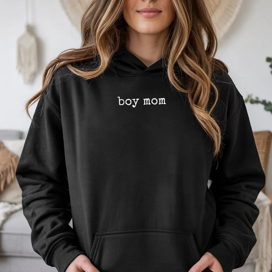 Boy Mom Hoodie | Minimalist Graphic Sweatshirt | Premium Cotton Blend Pullover | Mother's Day Gift for Mom