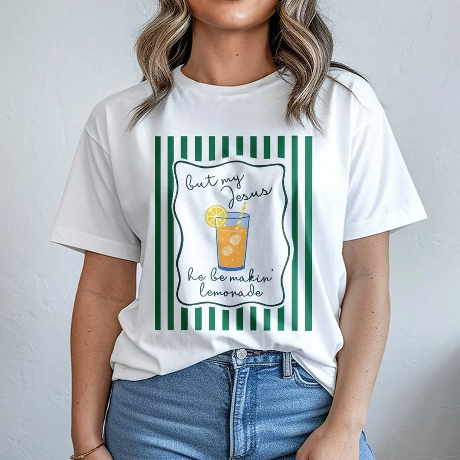 Jesus Lemonade Graphic Tee | But My Jesus Makin' Lemonade | Soft Cotton Unisex Shirt | Inspirational Christian Faith Gift