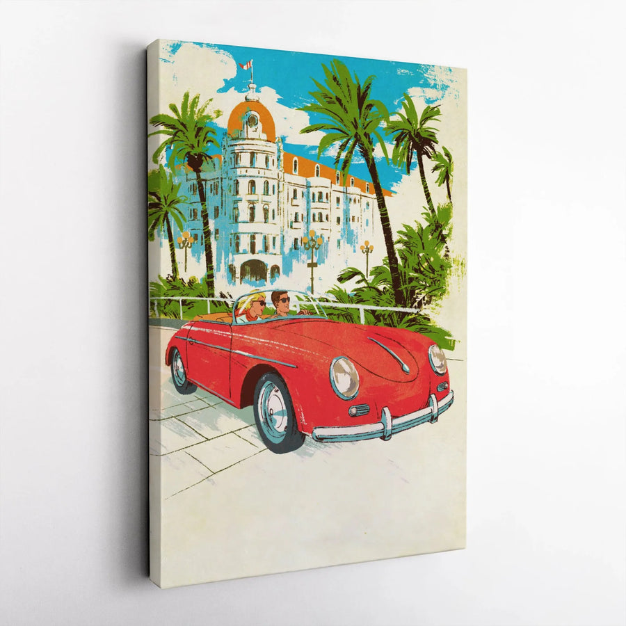 St. Tropez Vertical Canvas | Retro French Riviera Travel Poster Print | Premium Gallery Wrapped Wall Art | Collector's Home Decor Gift