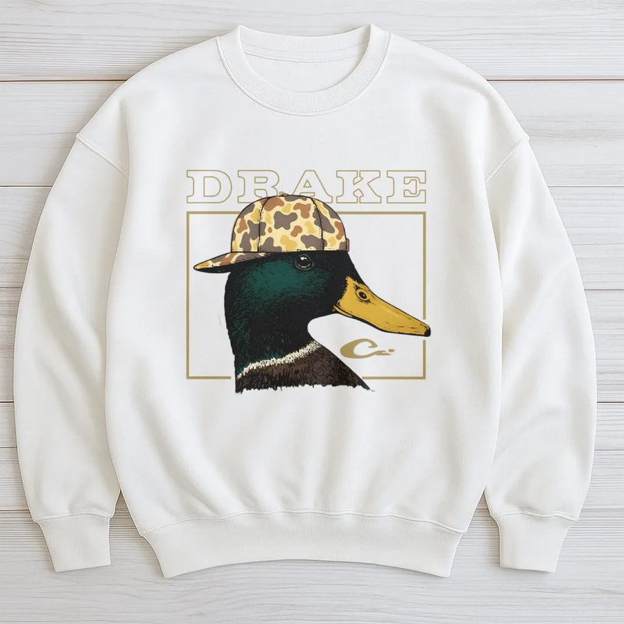 Mallard Duck Hunting Sweatshirt | Camo Cap Outdoor Graphic | Premium Cotton Blend | Gift for Sportsman and Wildlife Enthusiast