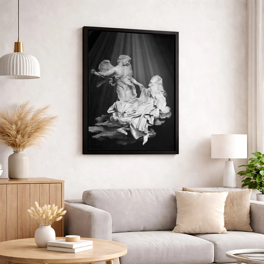 Ecstasy of Saint Teresa Canvas Art | Bernini Baroque Sculpture Print | Gallery Wrapped Premium Canvas | Classical Religious Home Decor Gift
