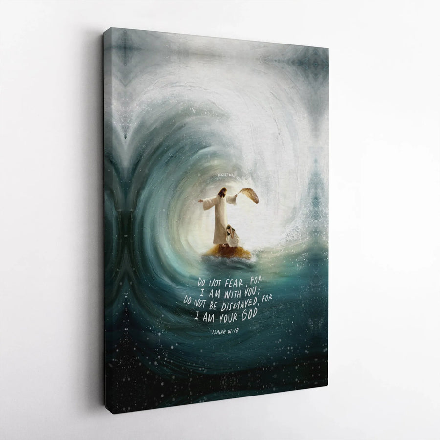 Jesus in the Storm Canvas Print | Isaiah 41:10 Bible Verse Wall Art | Premium Thick Gallery Wrap | Inspirational Christian Home Decor Gift