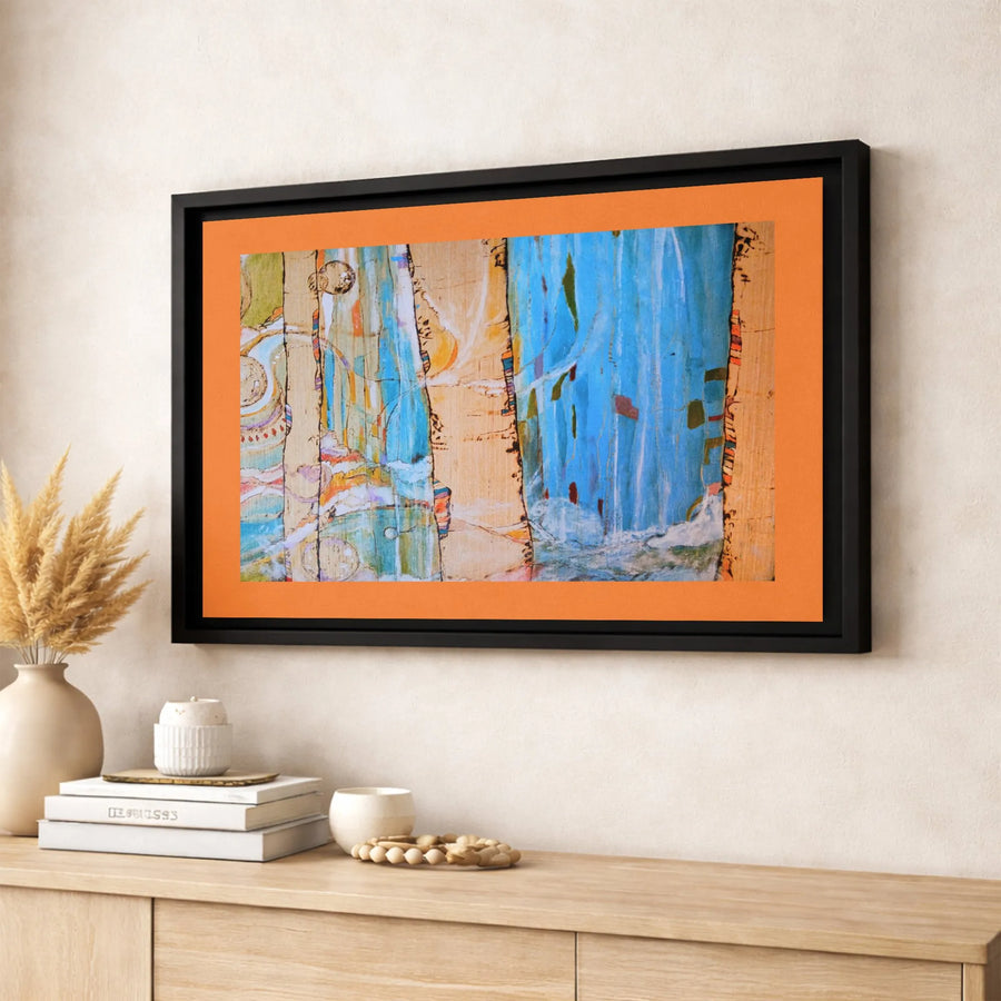 Abstract Canvas Wall Art | Blue and Gold Modern Texture Painting | Gallery-Wrapped Premium Decor | Sophisticated Home Office Gift